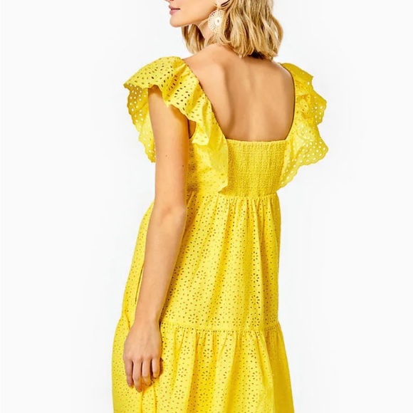 NEW Lilly Pulitzer Asteria Yellow Eyelet Babydoll Dress - Picture 5 of 10